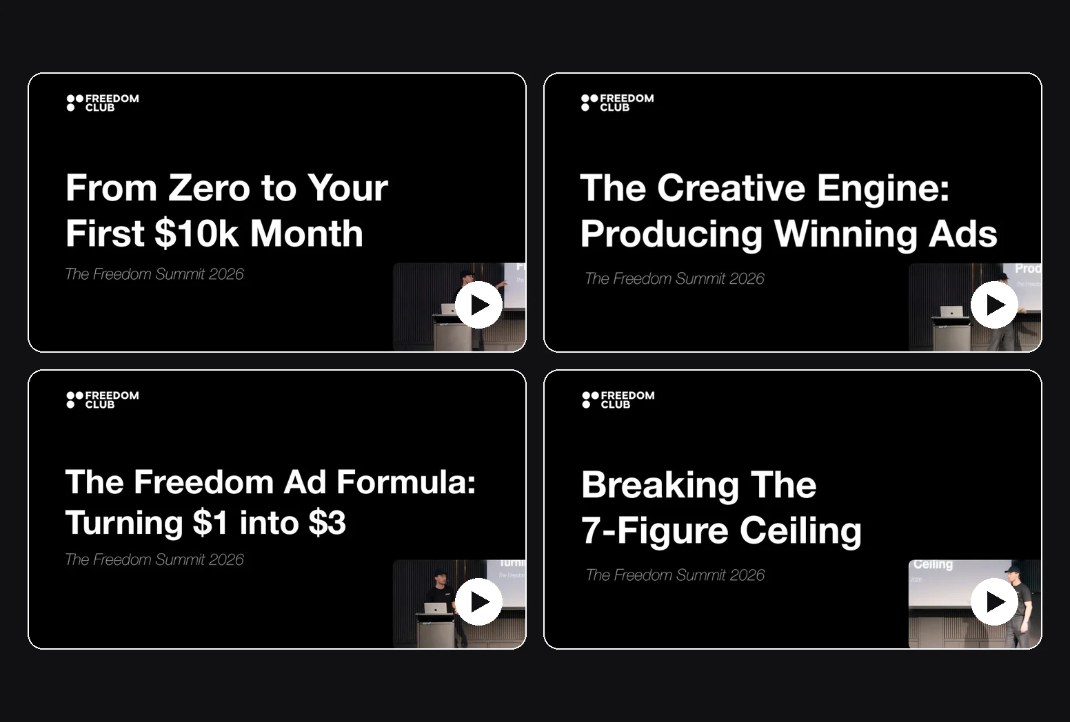 The recorded talks from the Freedom Summit 2026
