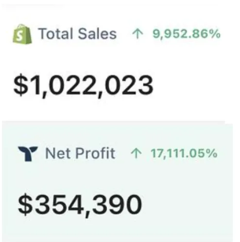 $350,000 profit in 9 months